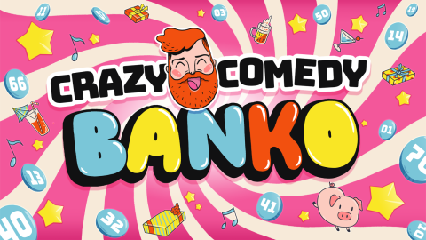Banko poster. Animeret ansigt af en mand med rødt hår og skæg. Rund om teksten kan ses en masse tal og figur.